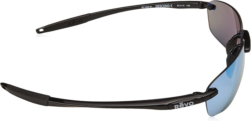 Revo Polarisierte Sonnenbrille Descend E, rechteckiger Rahmen, 64 mm, schwarzer Rahmen, blaues Wasse