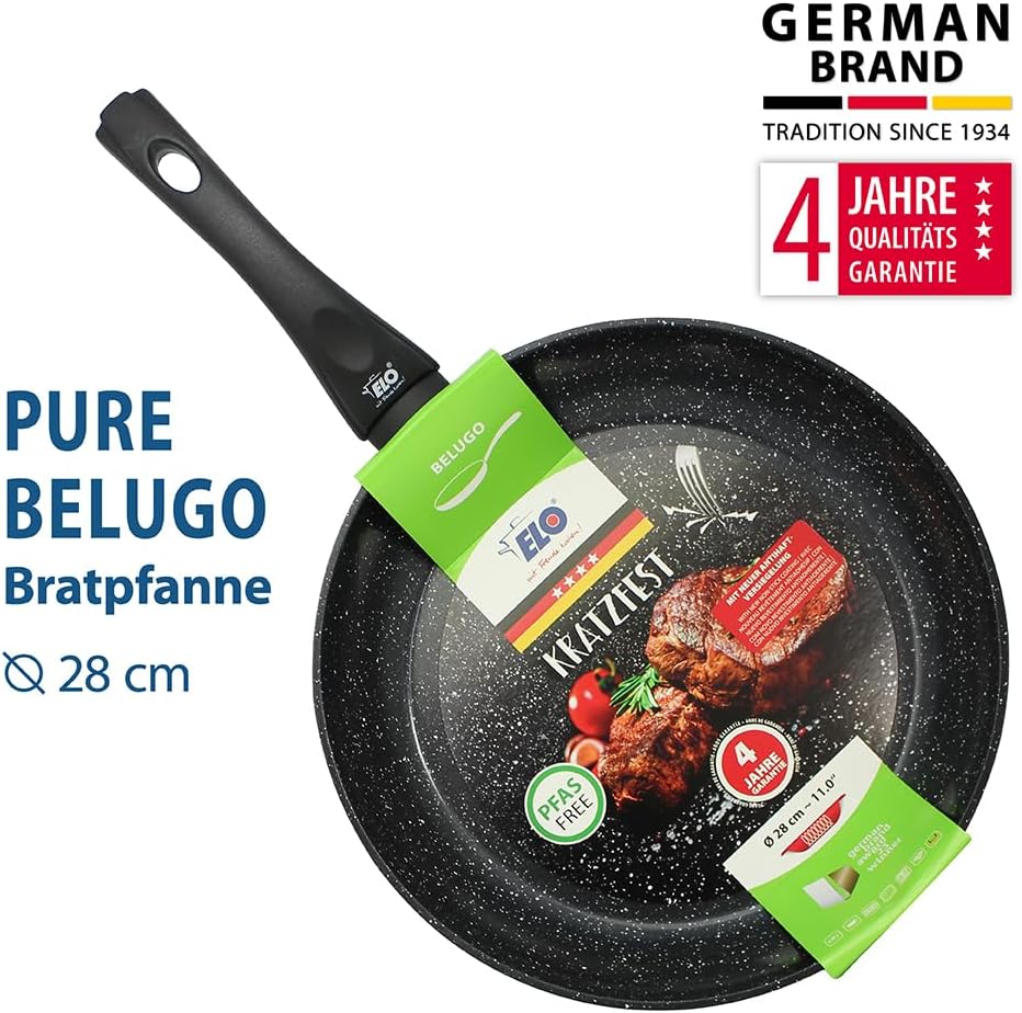 ELO Belugo Pfanne 28 cm aus geschmiedetem Aluminium – Hochwertige Antihaft Pfanne PFAS frei mit ELOD