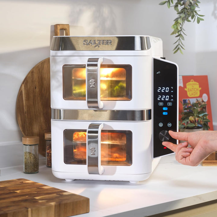 Salter VertiCook View Air Fryer - Vertikale Doppelschublade, Kochen auf 4 Ebenen, XL 9L Kapazität -