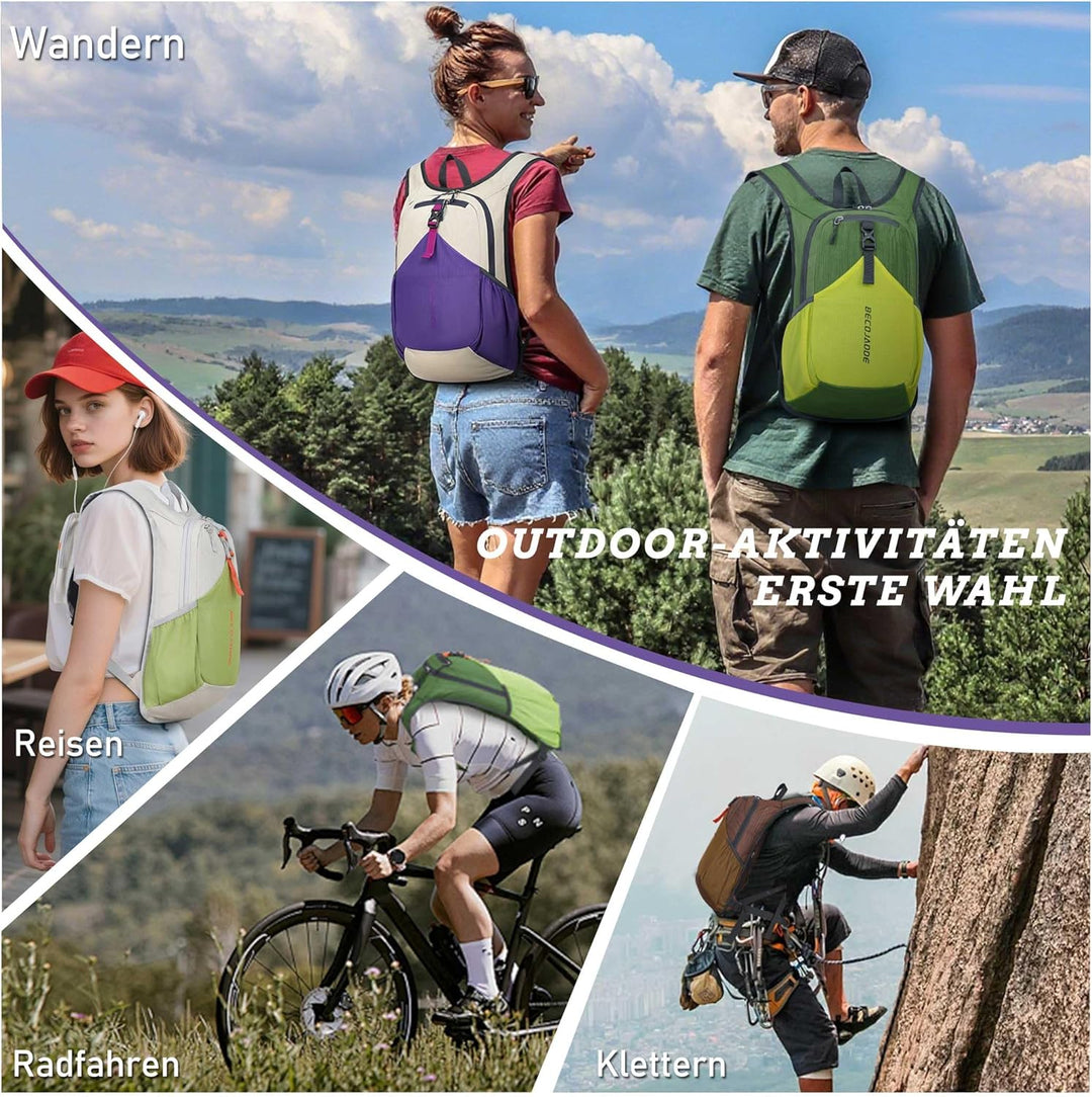 15L Wanderrucksack Herren Kleiner Rucksack Damen Leichter Daypack Tagesrucksack Faltbarer Trekkingru