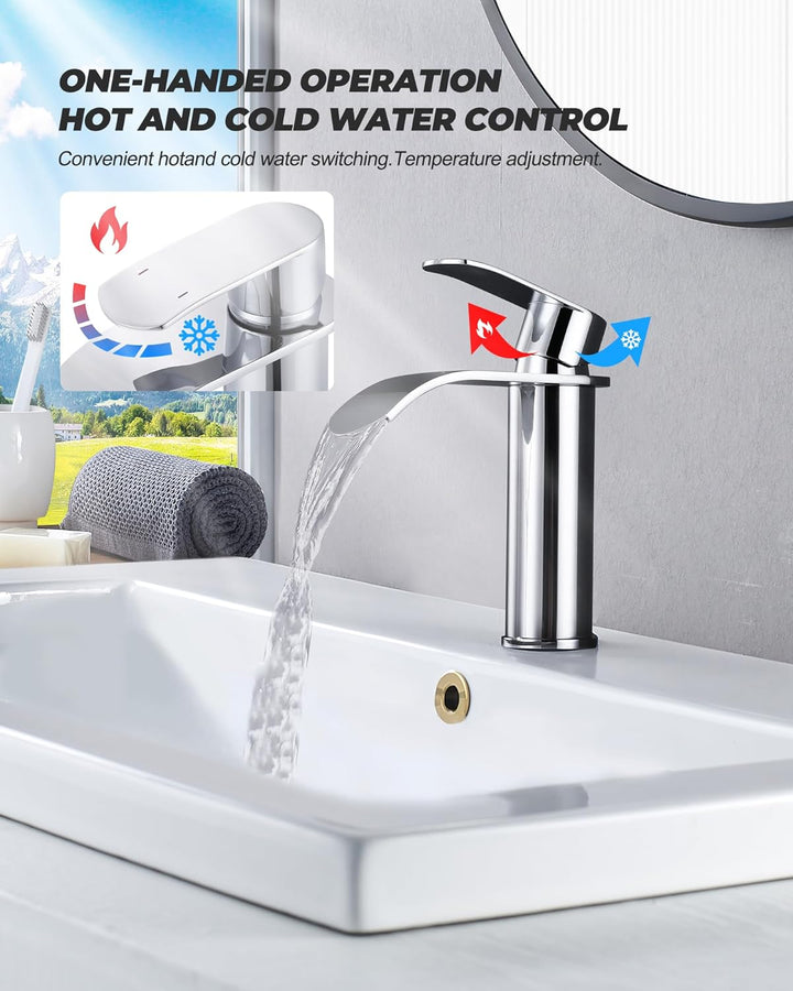ARCORA Wasserhahn Bad, Hochdruck Waschtischarmatur wenig Lärm aus Edelstahl Einhandmischer Wasserfal