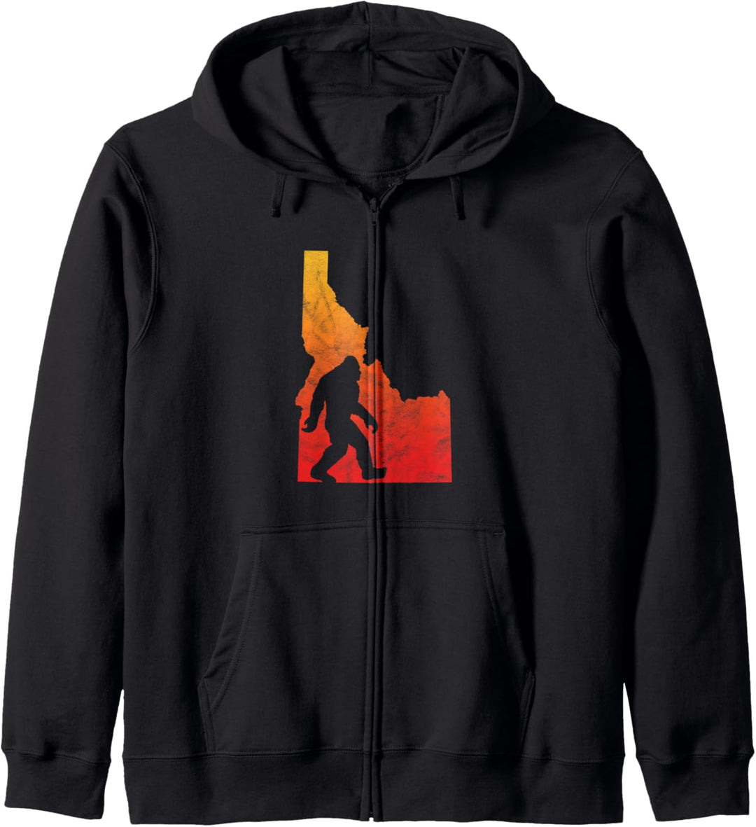 Retro State of Idaho Bigfoot Silhouette Distressed Eighties Kapuzenjacke