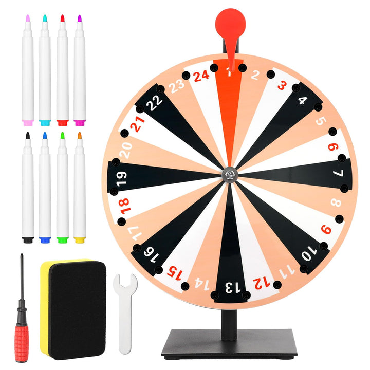 40cm Grosses Glücksrad Set, Tisch Glücksrad mit 24 Fächern Tombola Glücksrad mit Ständer Roulette Ra