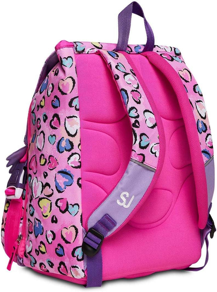 SJ Rucksack für Schule, erweiterbar, gross, Fleecy Girl – Bär – Grundschule – Mädchen, Rebel Pink, T