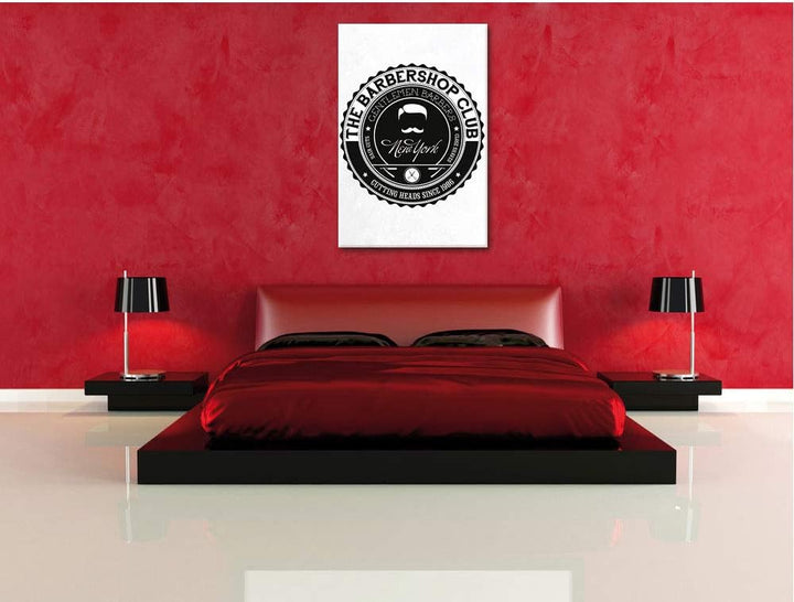 the Barber-Shop-Club white Leinwandbild Bild auf Leinwand, XXL riesige Bilder fertig gerahmt mit Kei