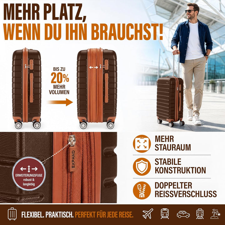 BRUBAKER Handgepäck Koffer Paris - Reisekoffer Trolley mit Zahlenschloss, 4 Rollen und Komfort Trage