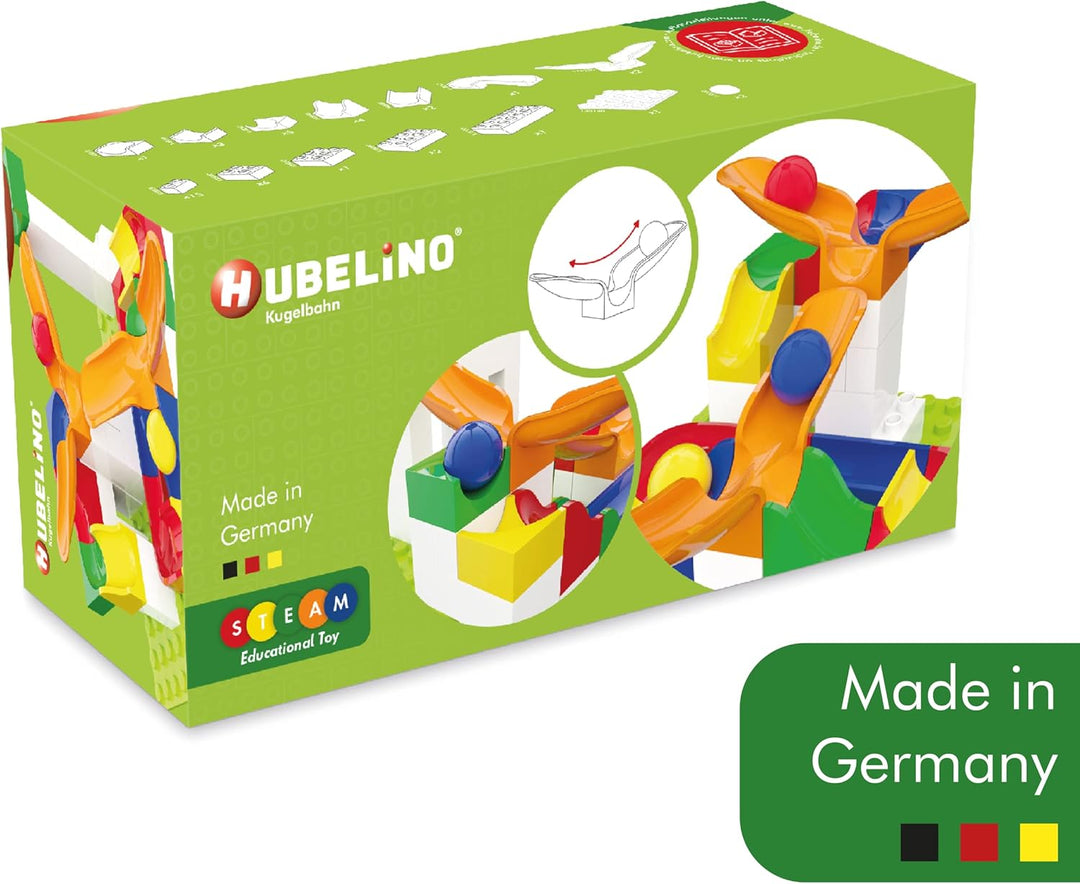 Hubelino #420411 Schwinge Erweiterung (46-teilig) für Kugelbahn, kompatibel mit grossen Bausteinen a