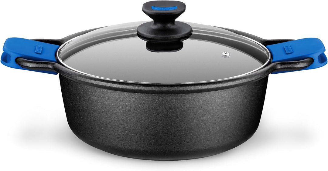 Monix Teigwarentopf, geeignet für alle Herdarten und Induktion, Aluminium, schwarz/blau, 24 cm Moder