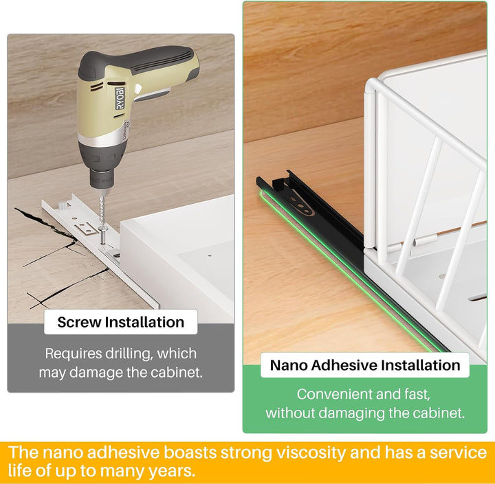 Kitstorack Teleskopschublade, Ausziehbare Schublade für Kabinett Metall Slide Out Organizer Mit Grif