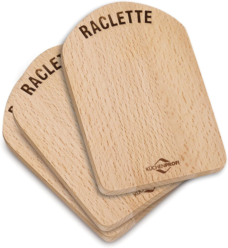 Küchenprofi Raclette Brettchen 4er Set, Buchen-Holz, 9,5 cm x 14 cm, Hitzebeständig, Schutz von empf