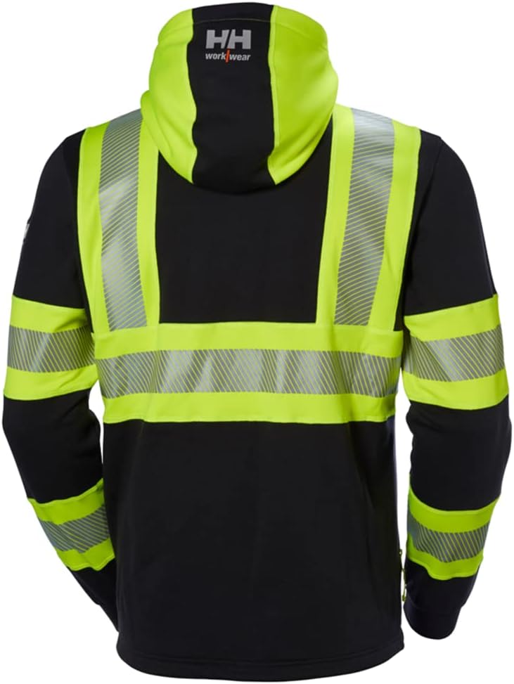 Helly Hansen Mens ICU Hi Vis Hooded Workwear Sweater Jumper Hoodie 3XL Gelb/Ebenholz, 3XL Gelb/Ebenh