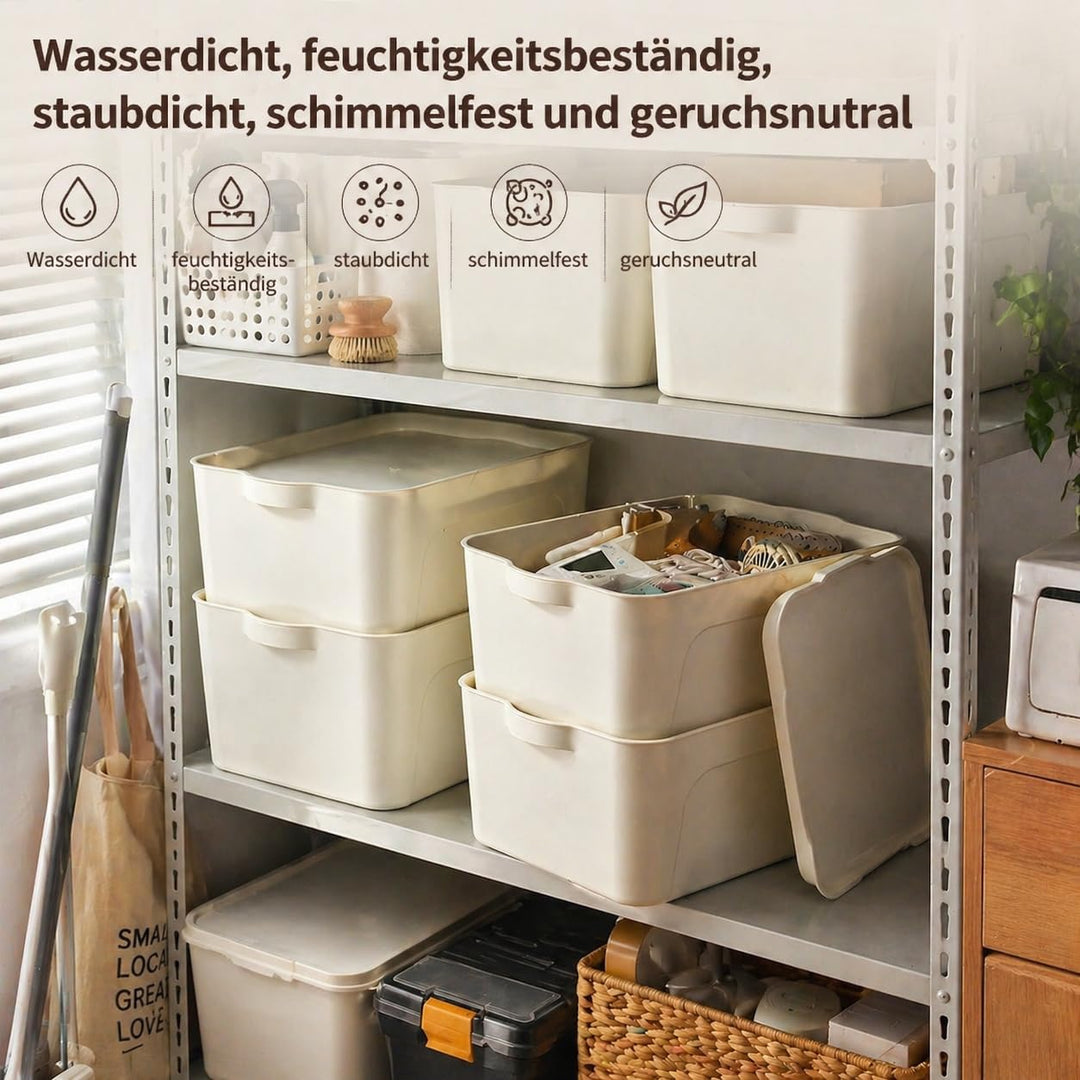 RMAN 4er Set Aufbewahrungsbox mit Deckel 15L Kunststoff (PP) Organizer Box Stapelbar Plastikbox für