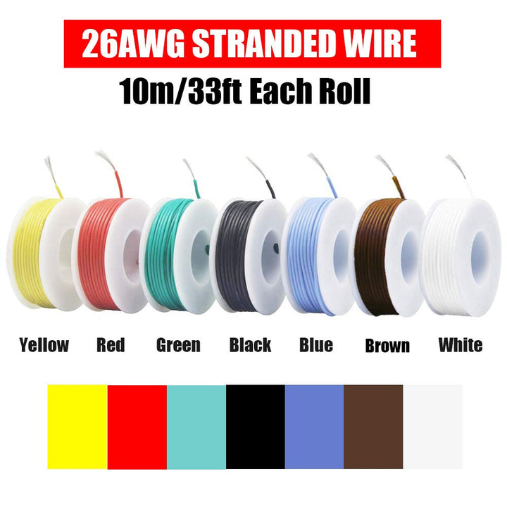 Youmile 26 AWG Silikon Elektrischer Draht Kabel Sortiments kit 300V 7 Farbe Spule Jeweils 10m/33ft 2