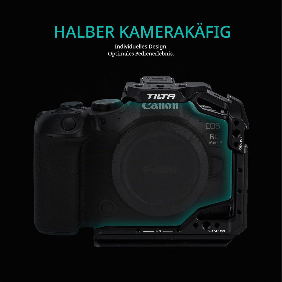 Tilta Halber Kamerakäfig für R6 Mark II mit NATO-Schiene, Kaltschuh, 1/4-Zoll-Gewinde, Positionierst