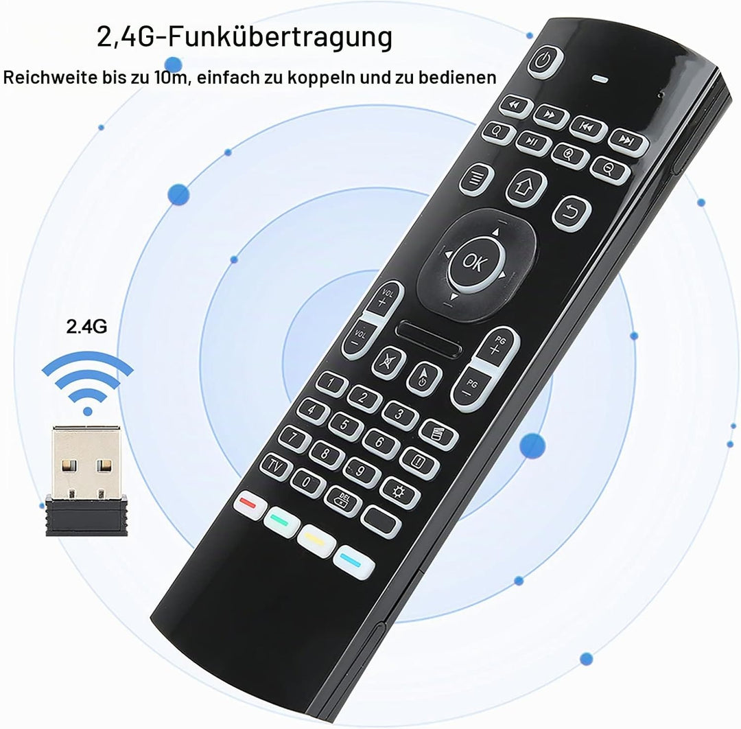 Air Mouse, 2,4 G Wireless Backlight Full Keyboard, Smart TV-Fernbedienung, Game Handle mit Motion Se