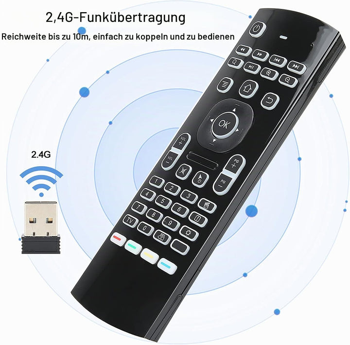 Air Mouse, 2,4 G Wireless Backlight Full Keyboard, Smart TV-Fernbedienung, Game Handle mit Motion Se