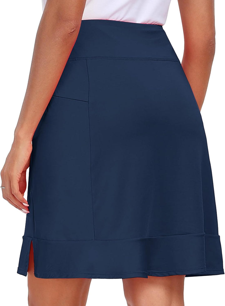 MoFiz Damen Tennisrock Sportlicher mit Shorts Taschen Sommer SkirtRock mit Tunnelzug, Blau-b
