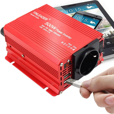 Yinleader Wechselrichter 12V zu 230V 500W KFZ Spannungswandler mit LED Display 2 USB Anschlüsse inkl