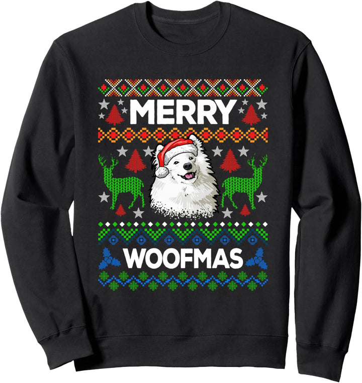 Merry Woofmas Ugly Sweater Weihnachten Samojede Hunde Sweatshirt