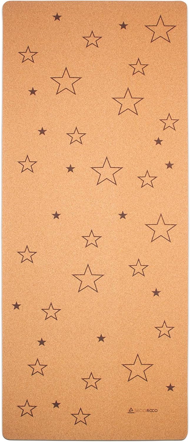 Yogamatte für Kinder aus Kork & Kautschuk mit Sterne, Grösse 155x61cm, schadstofffrei, rutschfest, v