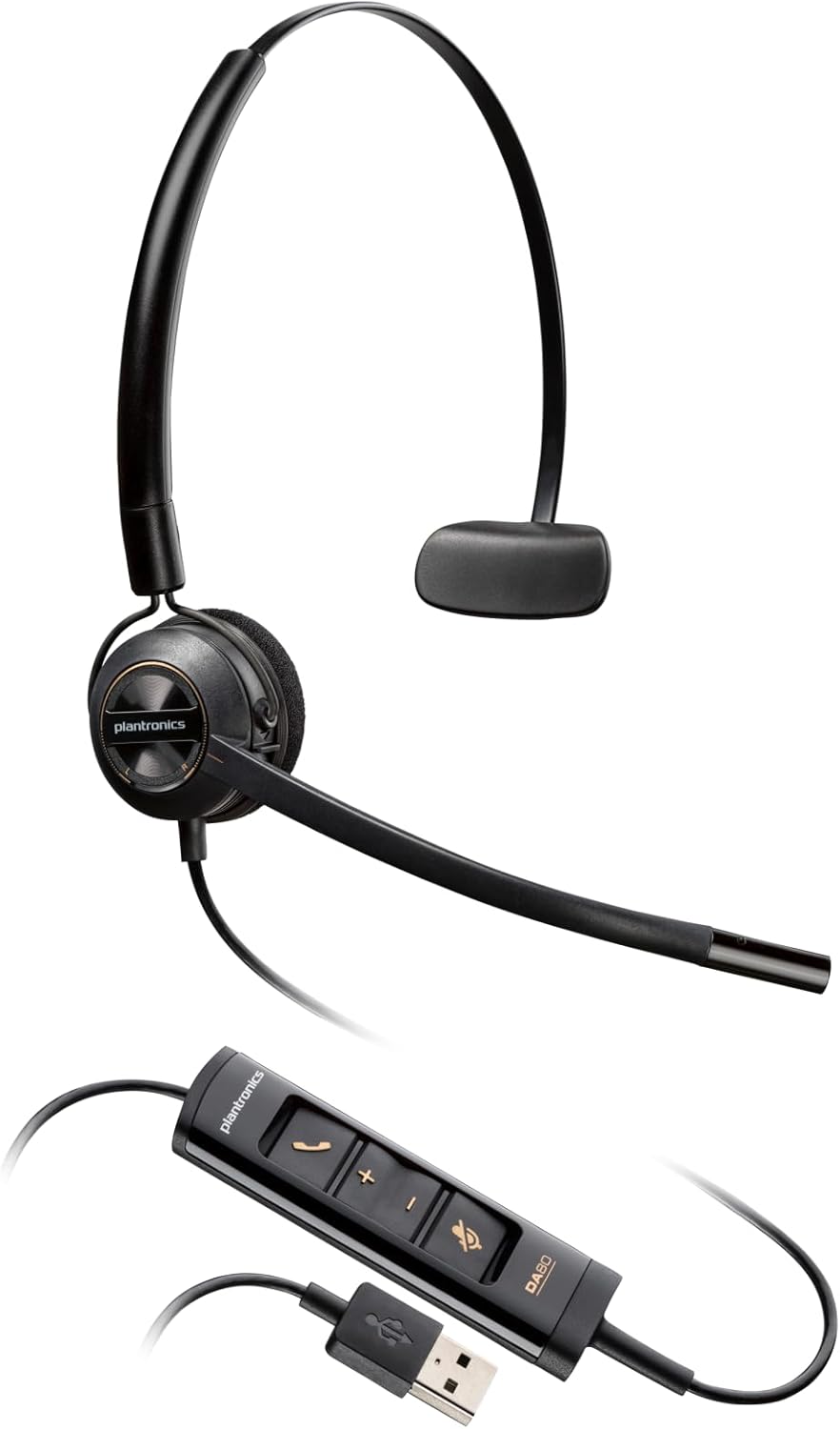 Poly – EncorePro 545-USB-Headset mit USB-A und USB-C (Plantronics) – Akustischer Gehörschutz – Taste