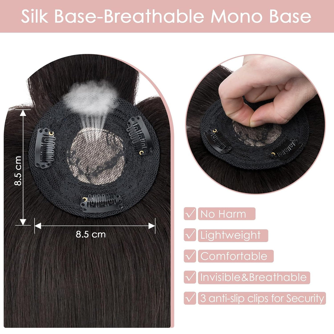 Clip in Extensions Echthaar Topper Extensions Echthaar mit Pony(11cm lang) Haarteile Echthaar Toupet