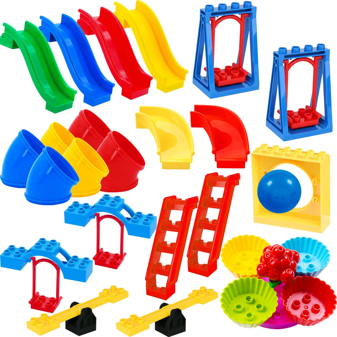 Grossen BauSteine Haus Zubehör Kompatibel mit Duplo Steine, Zusammengebaut Duplo Bauernhof Spielhaus