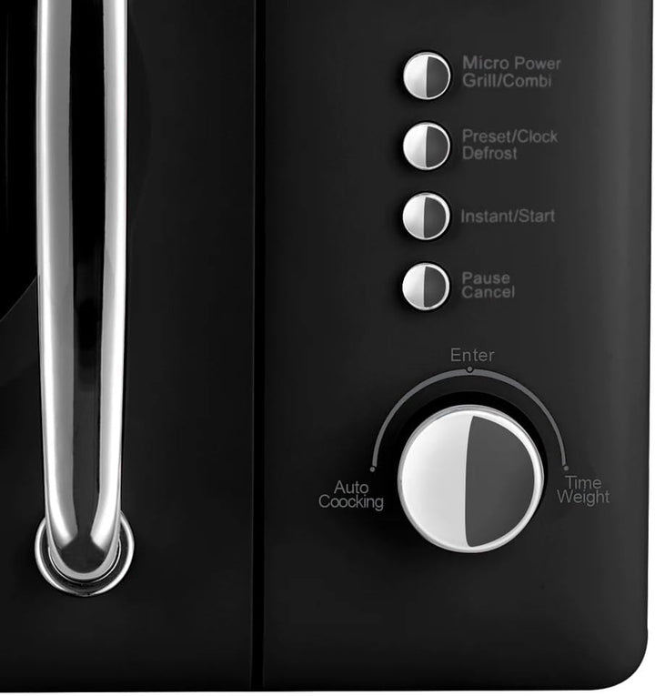 Vintage Cuisine Retro-Mikrowelle mit Display, 700W, 16L, Grillfunktion, Abtaufunktion, Metall, Glas-