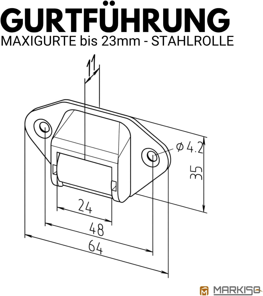 markiso® Rolladen Gurtführung, Gurtleitrolle für Rollladengurt bis 23mm | [Hergestellt in Deutschlan