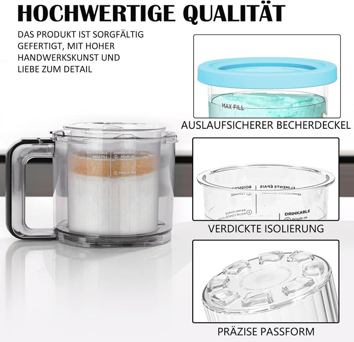 4Pcs Behälter Für Ninja CREAMI NC300EU NC301EU - Spülmaschinenfest, BPA-frei, Auslaufsicher Für Ninj