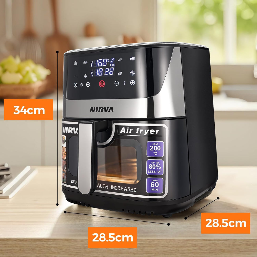 Nirva Heissluftfritteuse 8,5 L, ölfrei, 1700W grosse Airfryer, Rösten, Backen, Air Fry, Antihaftbesc