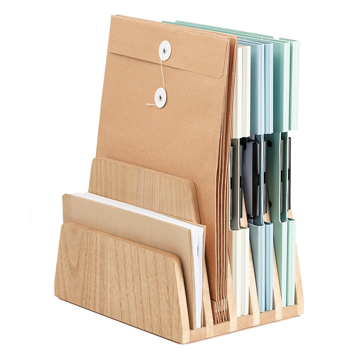 KIRIGEN hölzernen Schreibtisch Mail Organizer 5 Slots File Paper Holder Desktop Holz Dokument Letter