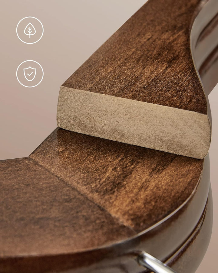 SONGMICS Kleiderbügel Holz, 10er Set, Bügel aus Massivholz, Einkerbungen im Schulterbereich, Rutschf