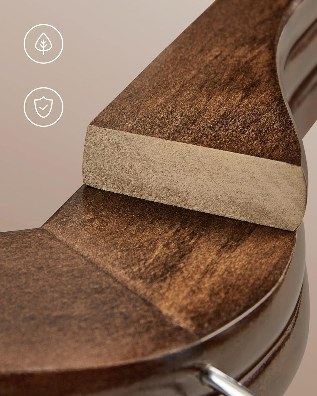 SONGMICS Kleiderbügel Holz, 10er Set, Bügel aus Massivholz, Einkerbungen im Schulterbereich, Rutschf