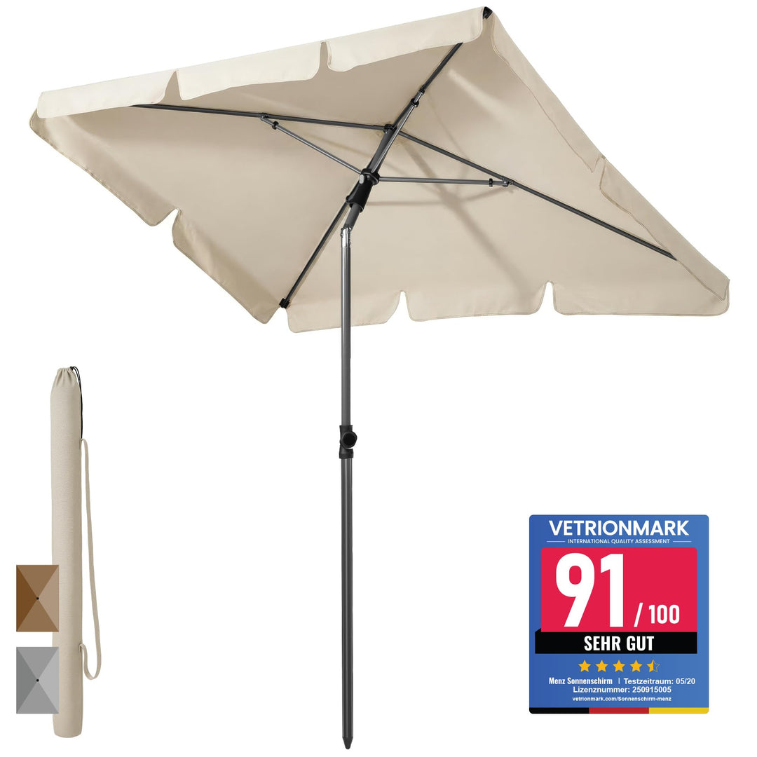 Menz Sonnenschirm, inkl. Sonnenschirmhülle - Sonnenschirm rechteckig 200 x 125 cm für Balkon, Garten