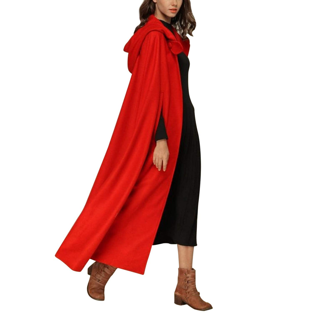 JLTPH Damen Herbst Winter Maxi Lose Umhang mit Kapuze Mantel Poncho Kap Strickpulli Longstrickjacke