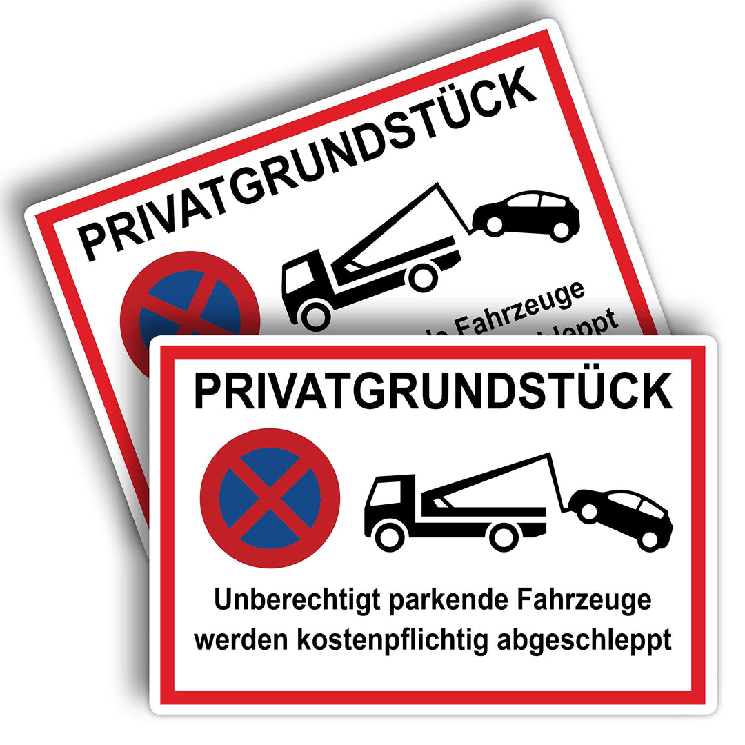 2 Stück XXL Privatgrundstück Schild unberechtigte parkende Fahrzeuge werden kostenpflichtig abgeschl