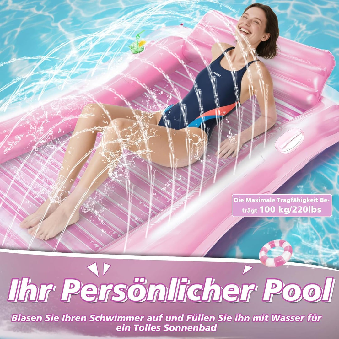 JONRRYIN Luftmatratze Pool für Erwachsene, Tanning Pool Aufblasbare Schwimmmatratze mit Eingebautem