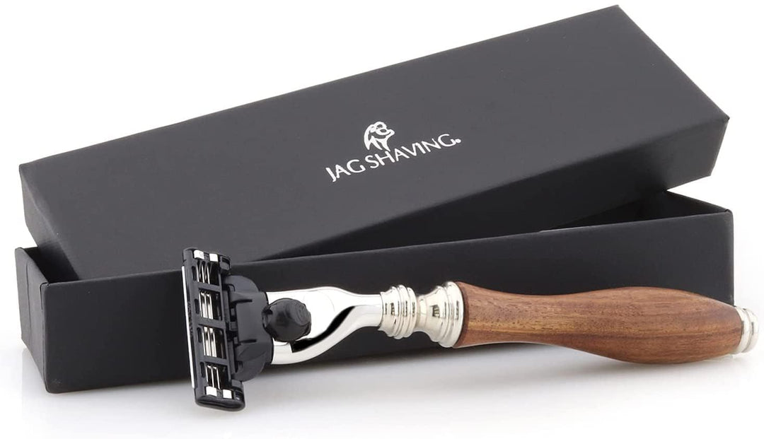 Jag Shaving Rasierhobel – nachhaltiger Rasierhobel aus Holz – 3-kantige Rasierklingen Rasierhobel –