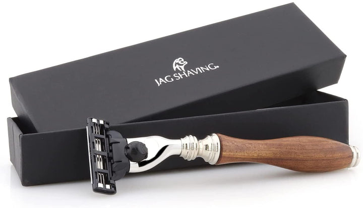 Jag Shaving Rasierhobel – nachhaltiger Rasierhobel aus Holz – 3-kantige Rasierklingen Rasierhobel –