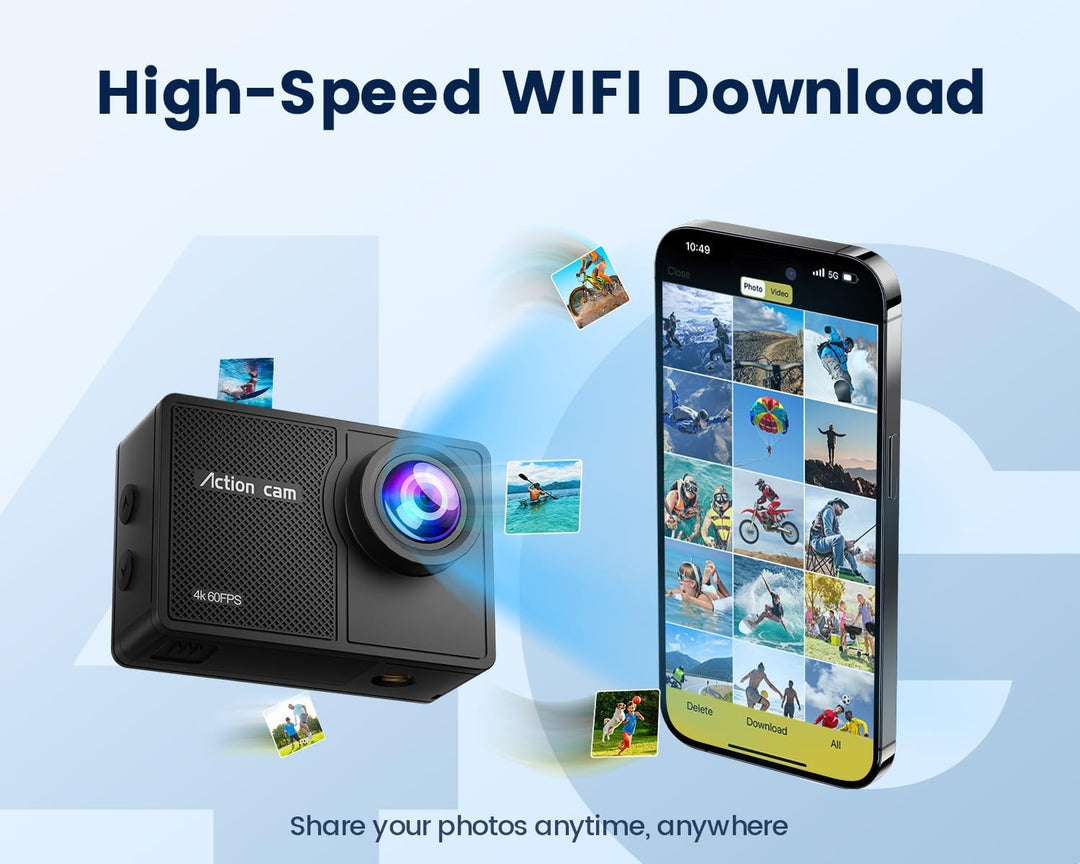 Action Cam Wasserdicht 4K60FPS mit 128GB Karte,131FT Unterwasserkamera 8X Zoom,WiFi Helmkamera 48MP,