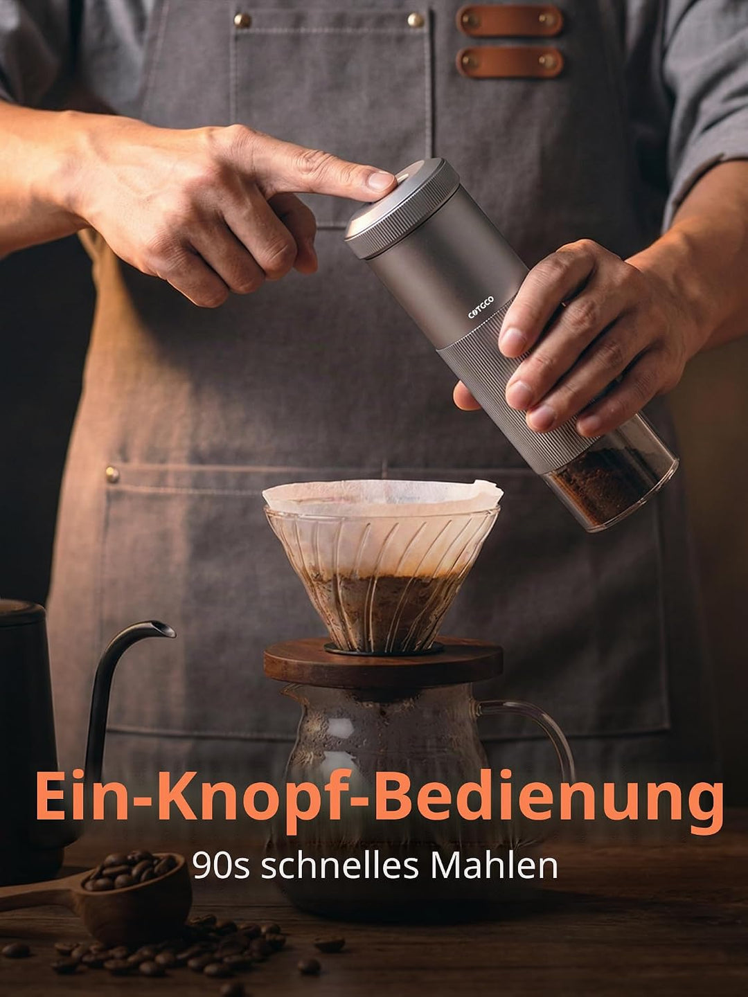 Kaffeemuehle Elektrische Espresso Muehle Klein: COTGCO Tragbare Kaffeebohnen Mühle mit Edelstahl Keg
