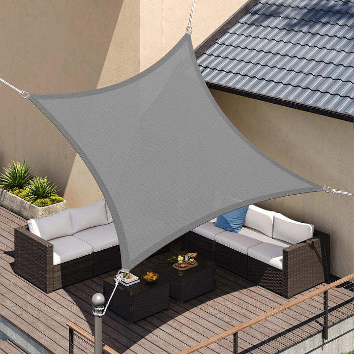 SONGMICS Sonnensegel 3 x 3 m, Sonnenschutz aus HDPE-Gewebe, luftdurchlässig, wasserdurchlässig, für