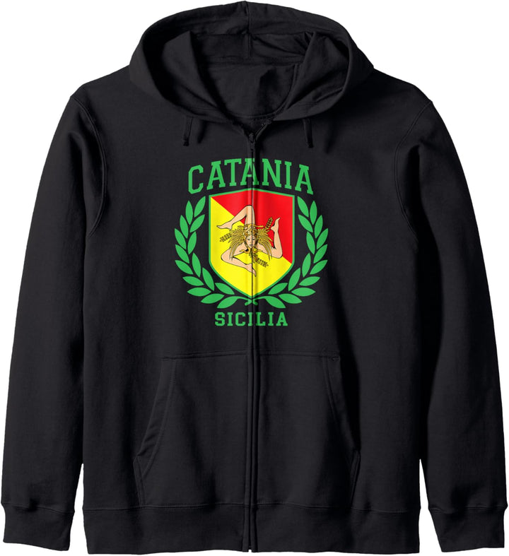 Catania - Sicilia Flagge und Schild mit Trinacria Sizilien Kapuzenjacke