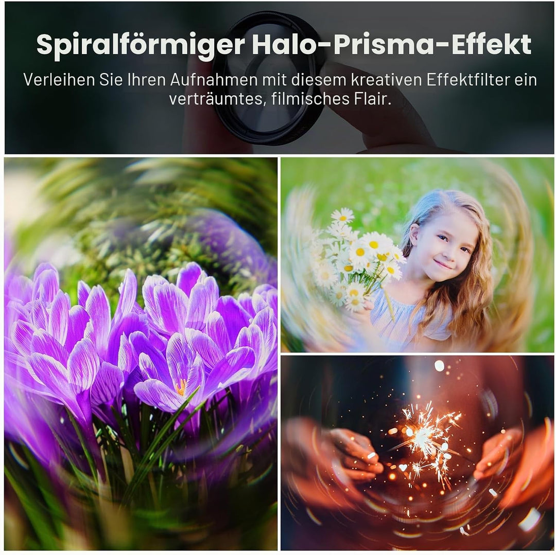 NEEWER 37mm Spiral Halo Prism Filter mit Handy Clip, K9 Kristallglas Effektfilter Prismenfilter, Obj