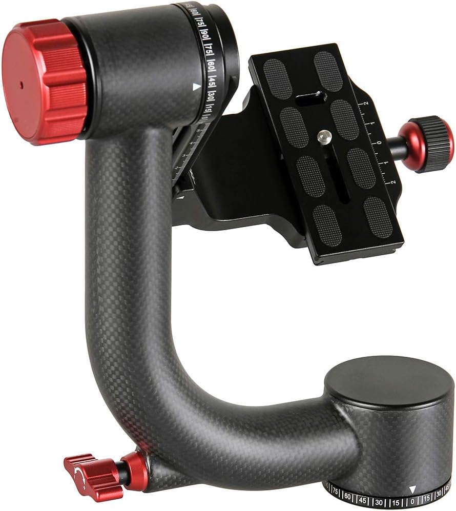 JUSINO Karbon Gimbal Head GH-20C, grosser Kardankopf für Kameras mit Teleobjektiv, 15kg Tragfähigkei