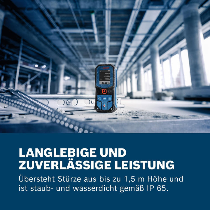 Bosch Professional Laser-Entfernungsmesser GLM 40-31 (IP 65, stossdämpfendes Gehäuse, 7 Messmodi, au