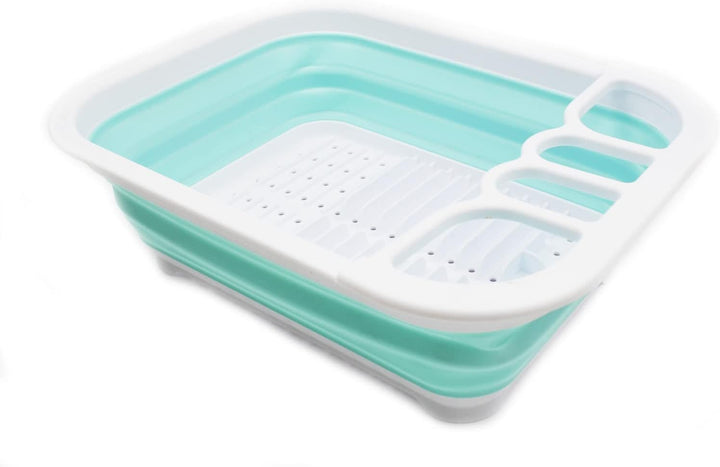 SAMMART 7.5L Collapsible Dish Drainer - Foldable Drying Rack Set - Portable Dinnerware Organizer - S