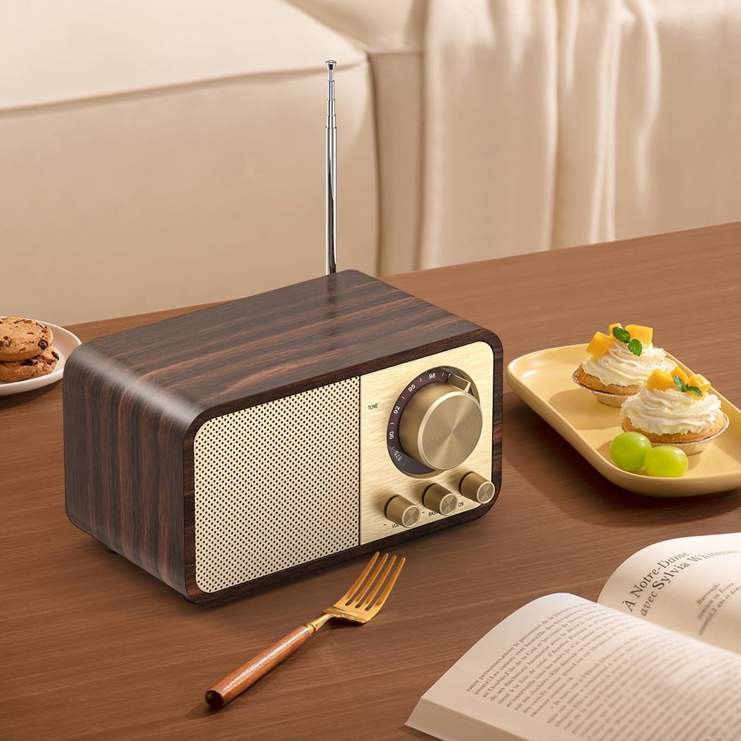 Nostalgie Radio, Retro Radio mit Bluetooth, TF Karten Slot, 2000mAH Wiederaufladbare Batterie, 5 Wat