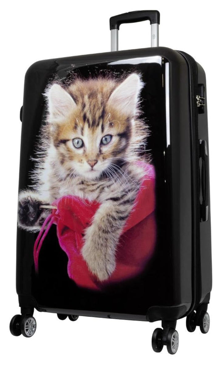 Hartschalen Koffer Trolley mit hochwertigem Motiv Print Kätzchen mit Dehnfalte, Grösse XL Kätzchen X